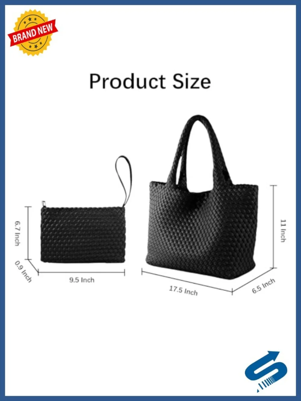 Vegan Leather Woven Tote Bag for Women with Small Zipped Clutch